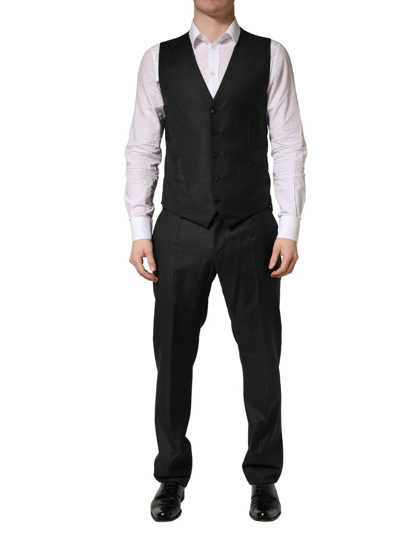 Dolce & Gabbana Dark Gray Wool Slim Fit Formal 3 Piece Men Suit