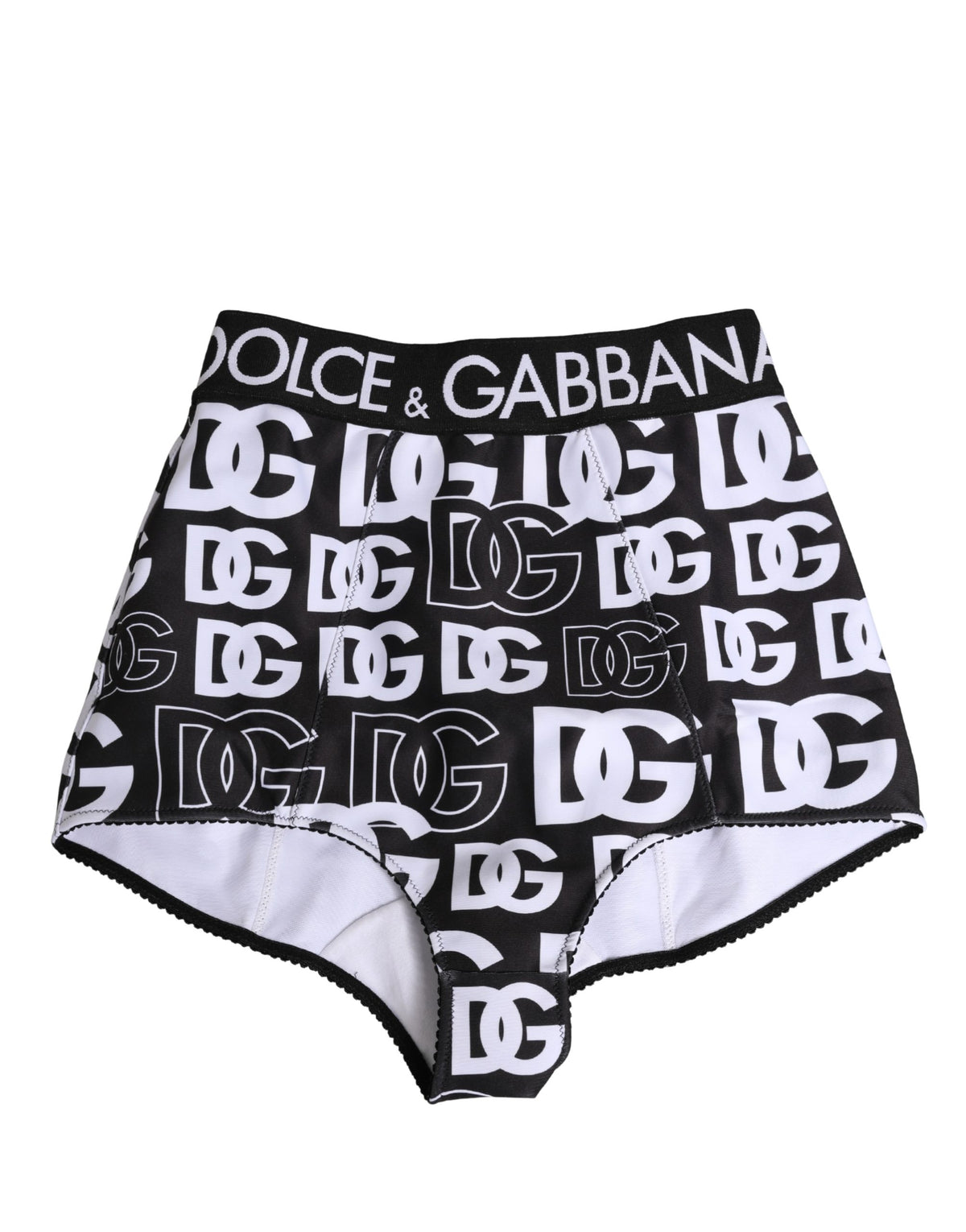 ملابس داخلية مشدّة بحزام خصر بشعار DG أبيض وأسود من Dolce & Gabbana