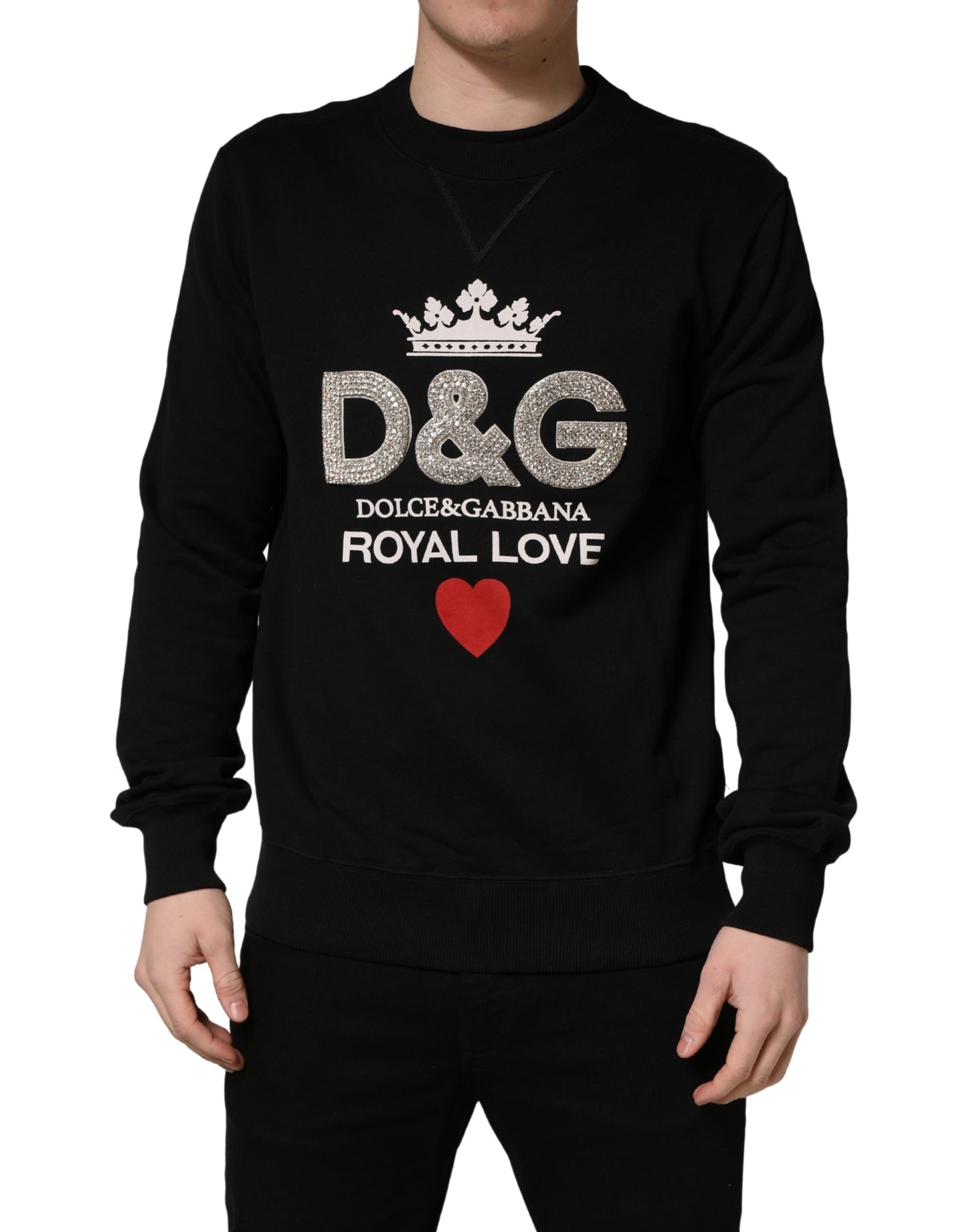 Dolce & Gabbana سويتر قطني أسود مزين بالخرز
