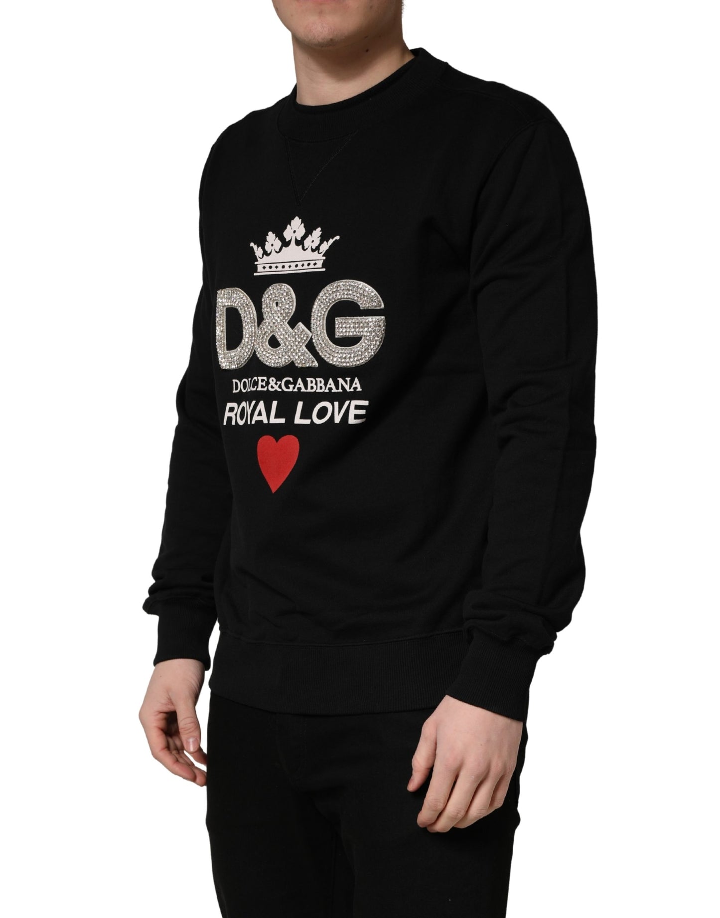 Dolce & Gabbana سويتر قطني أسود مزين بالخرز