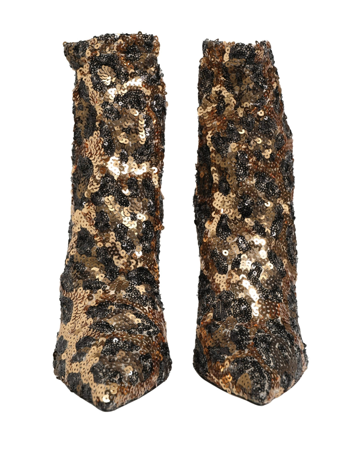أحذية الكاحل Gold Leopard Sequin Sock من Dolce & Gabbana