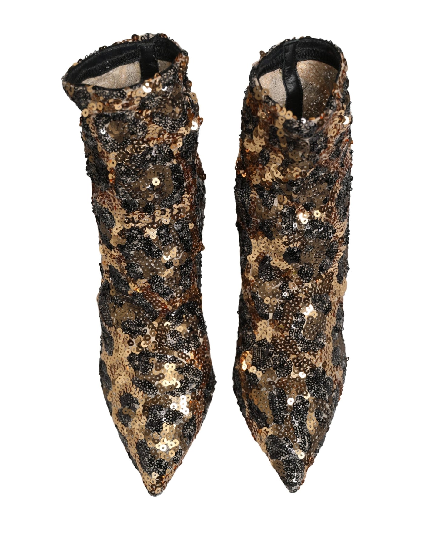 أحذية الكاحل Gold Leopard Sequin Sock من Dolce & Gabbana