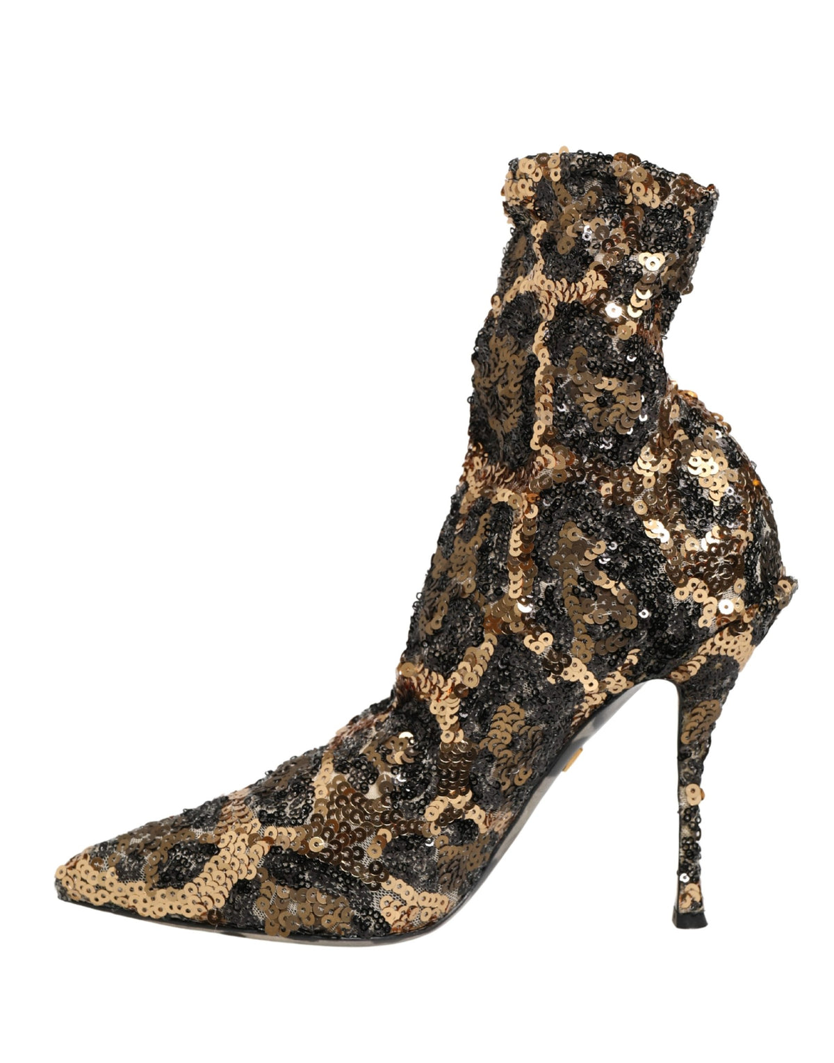 أحذية الكاحل Gold Leopard Sequin Sock من Dolce & Gabbana