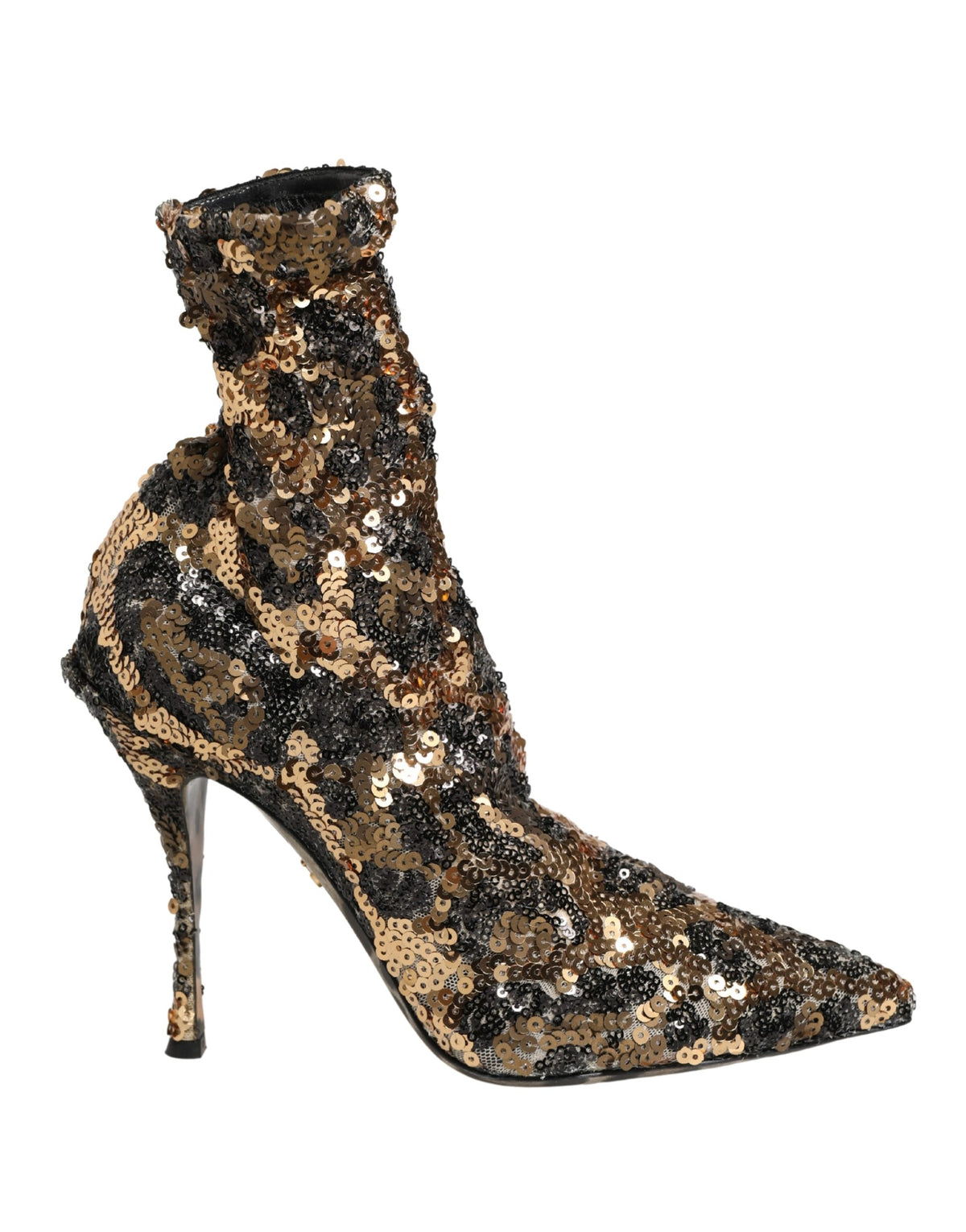 أحذية الكاحل Gold Leopard Sequin Sock من Dolce & Gabbana