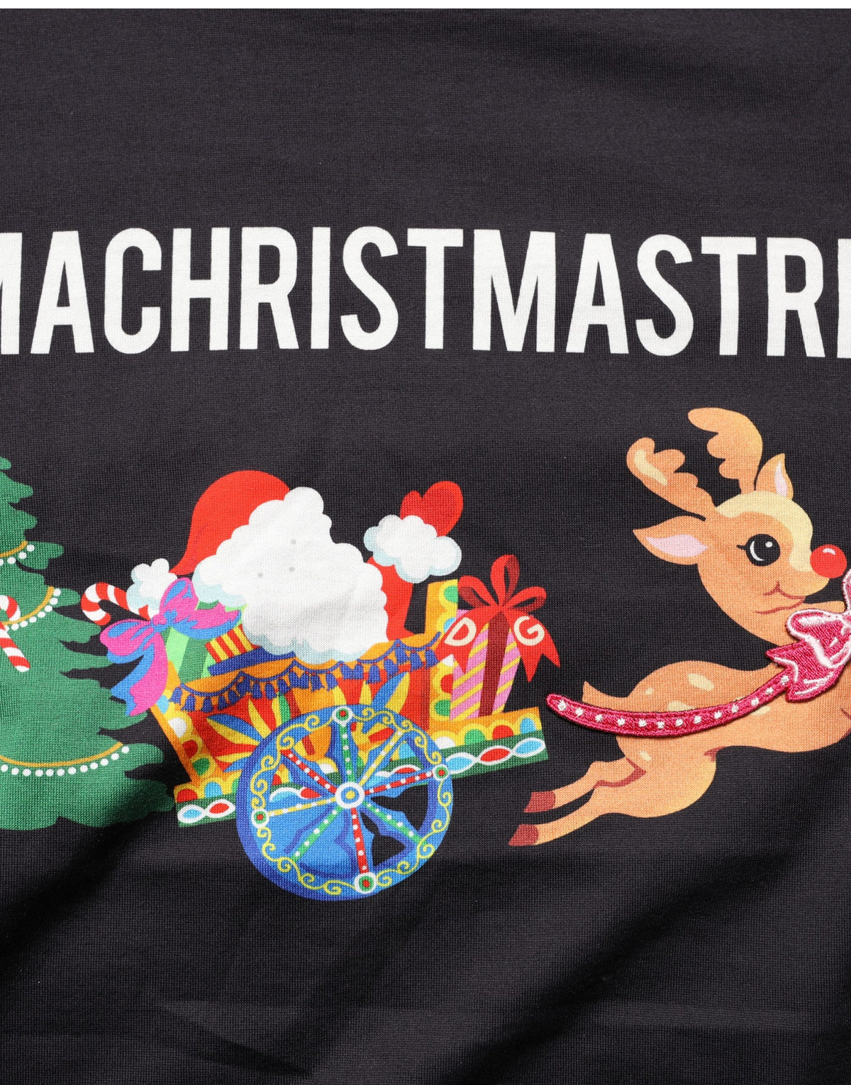 تيشيرت من القطن بطبعة #IAMACHRISTMASTREE باللون الأسود من دولتشي آند غابانا