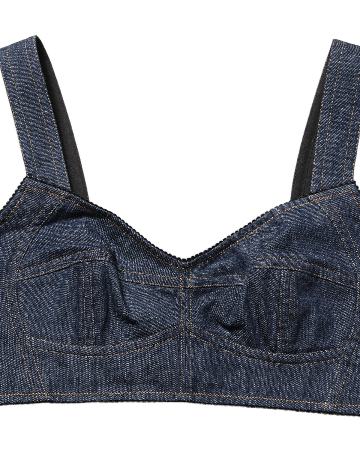Dolce & Gabbana Black Denim Corset Bralette Cotton Cropped Top