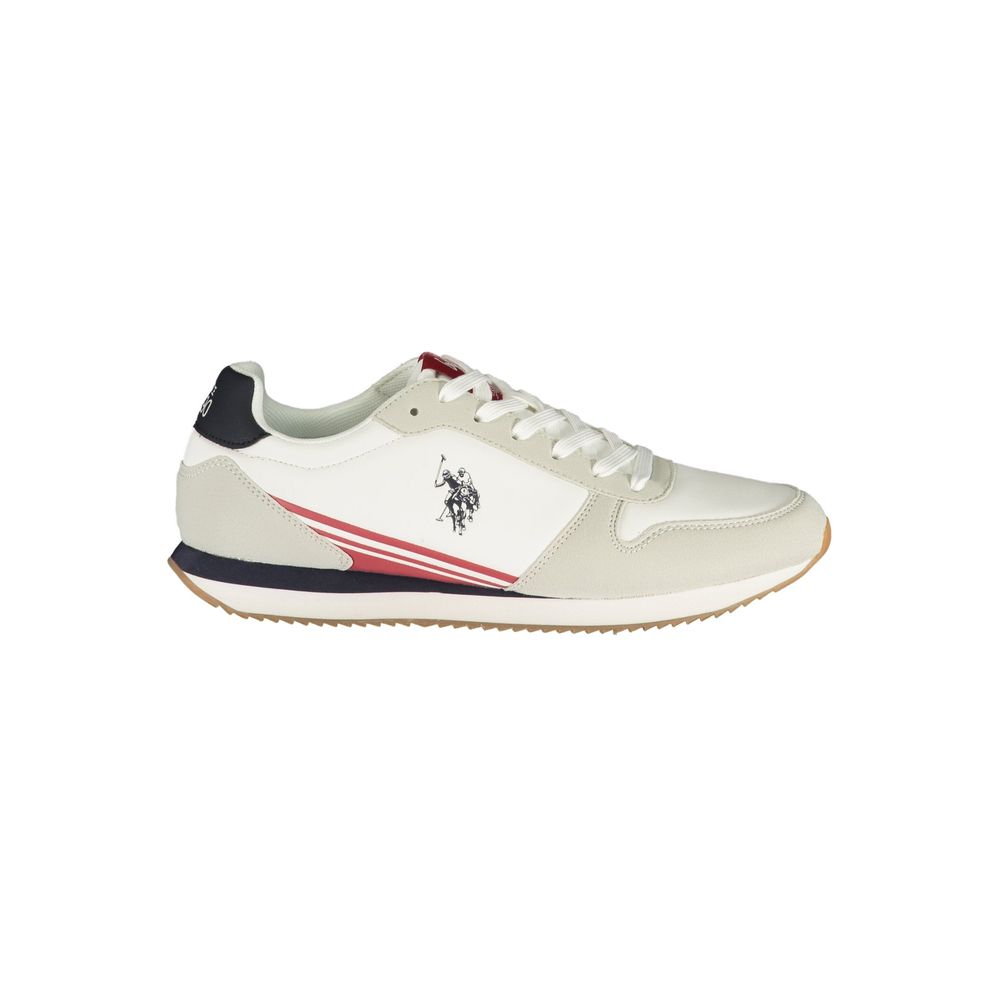 U.S. POLO ASSN. حذاء رياضي رجالي أبيض من البولي يوريثان