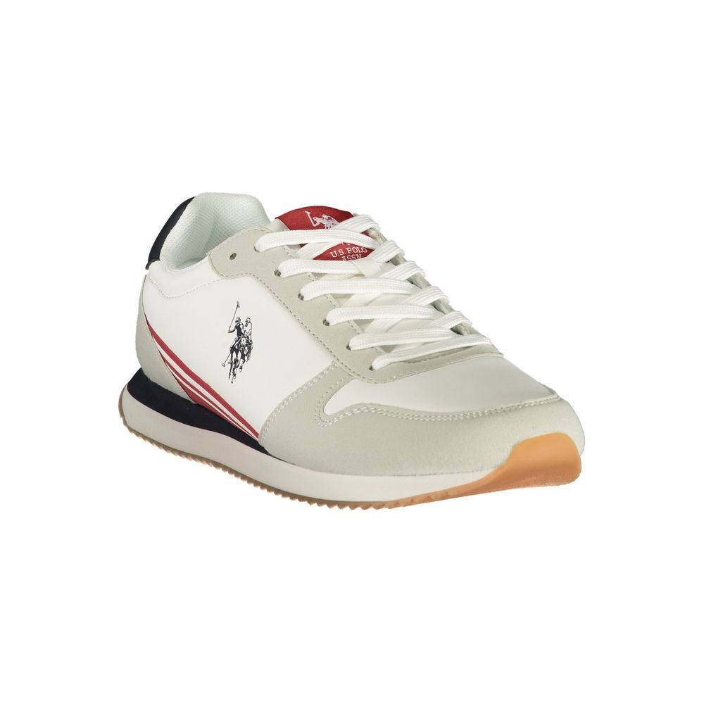 U.S. POLO ASSN. حذاء رياضي رجالي أبيض من البولي يوريثان