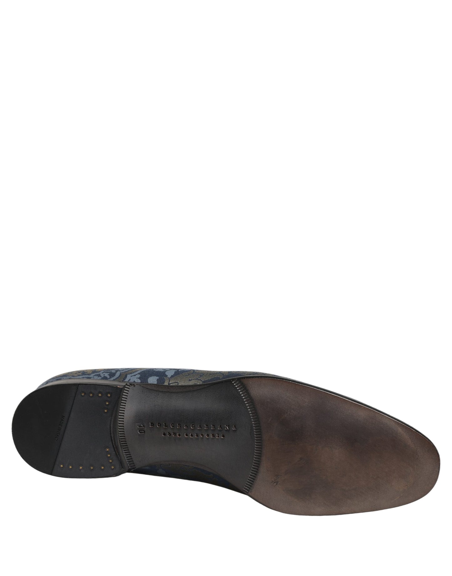 Dolce & Gabbana Blue Floral Brocade Slip On Loafers Shoes