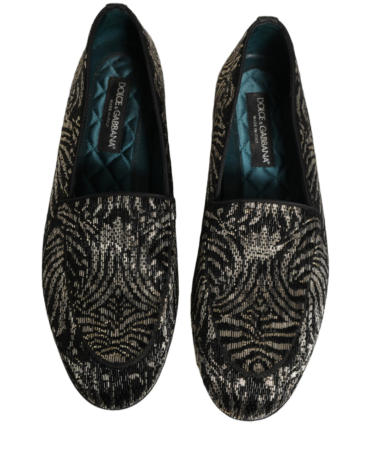 Dolce & Gabbana Black Silver Embellished Dress Loafers Shoes