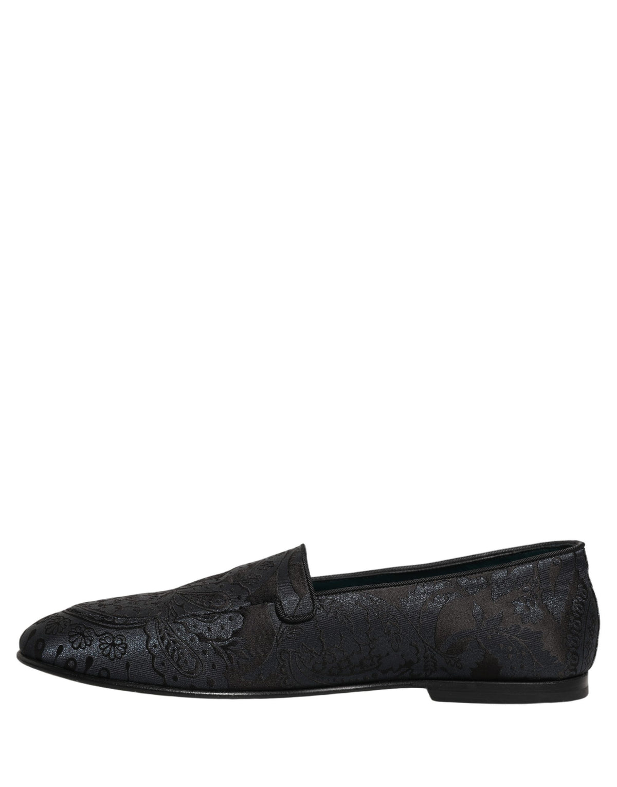Dolce & Gabbana Blue Jacquard Leather Slip On Loafers Shoes