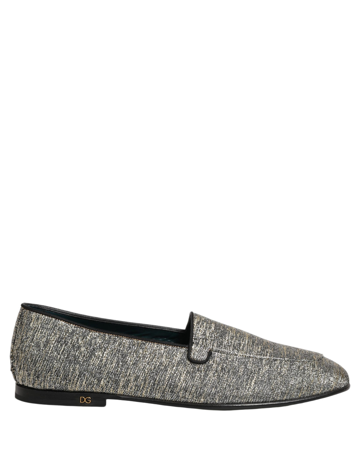 Dolce & Gabbana Gray Glitter Lurex DG Logo Dress Loafers Shoes