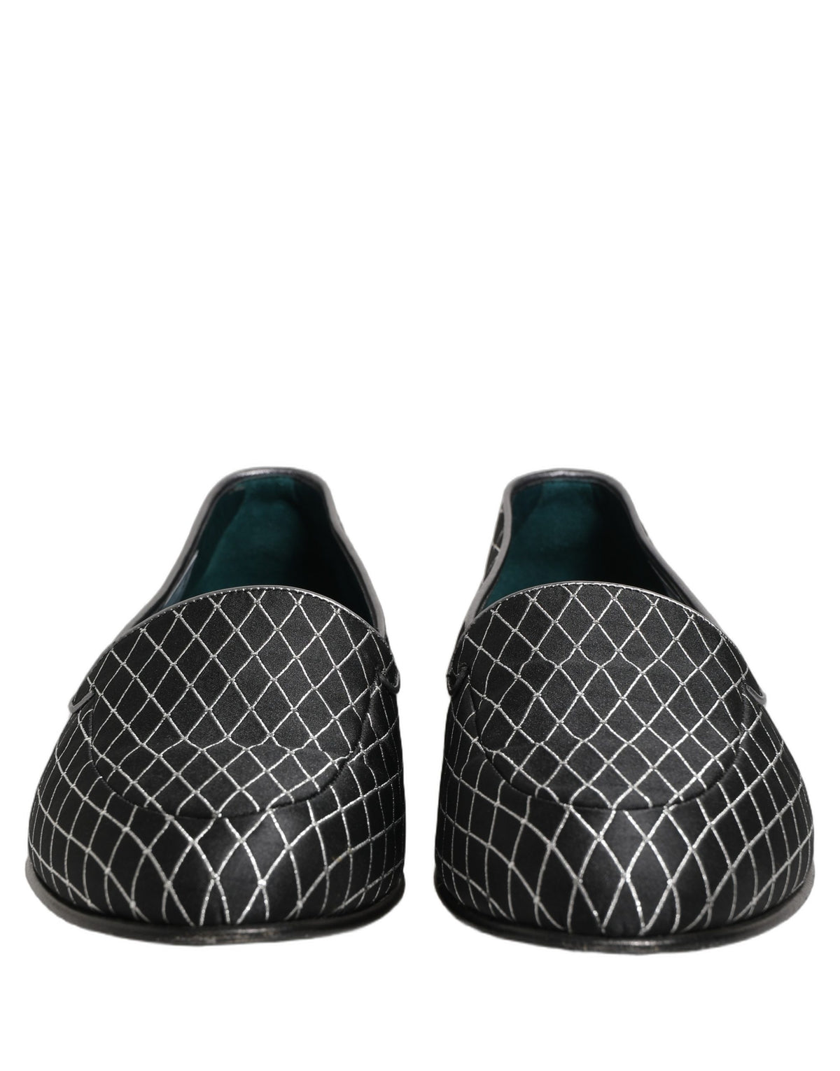 Dolce & Gabbana Black Velvet Diamond Stitched Loafers Shoes