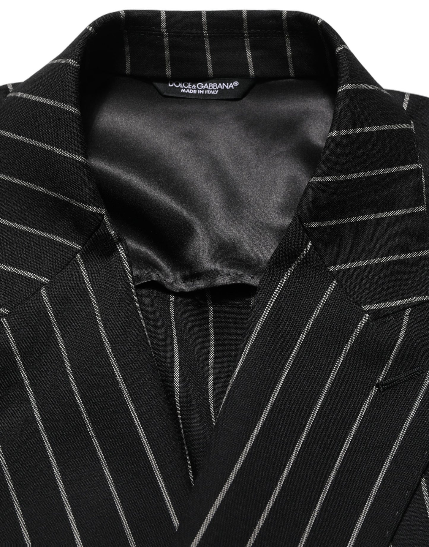 Dolce & Gabbana Dark Gray Stripes Wool Double Breasted Jacket