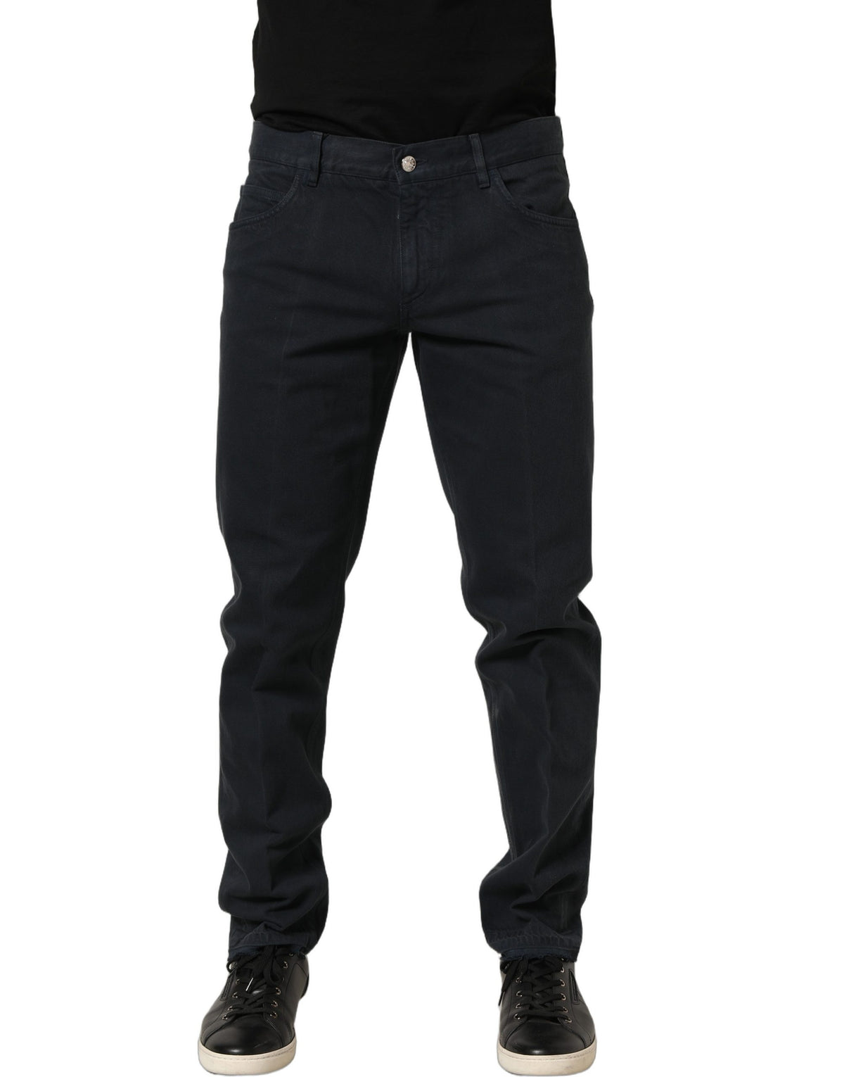 Dolce & Gabbana Black Cotton Mid Waist Skinny Men Denim Jeans