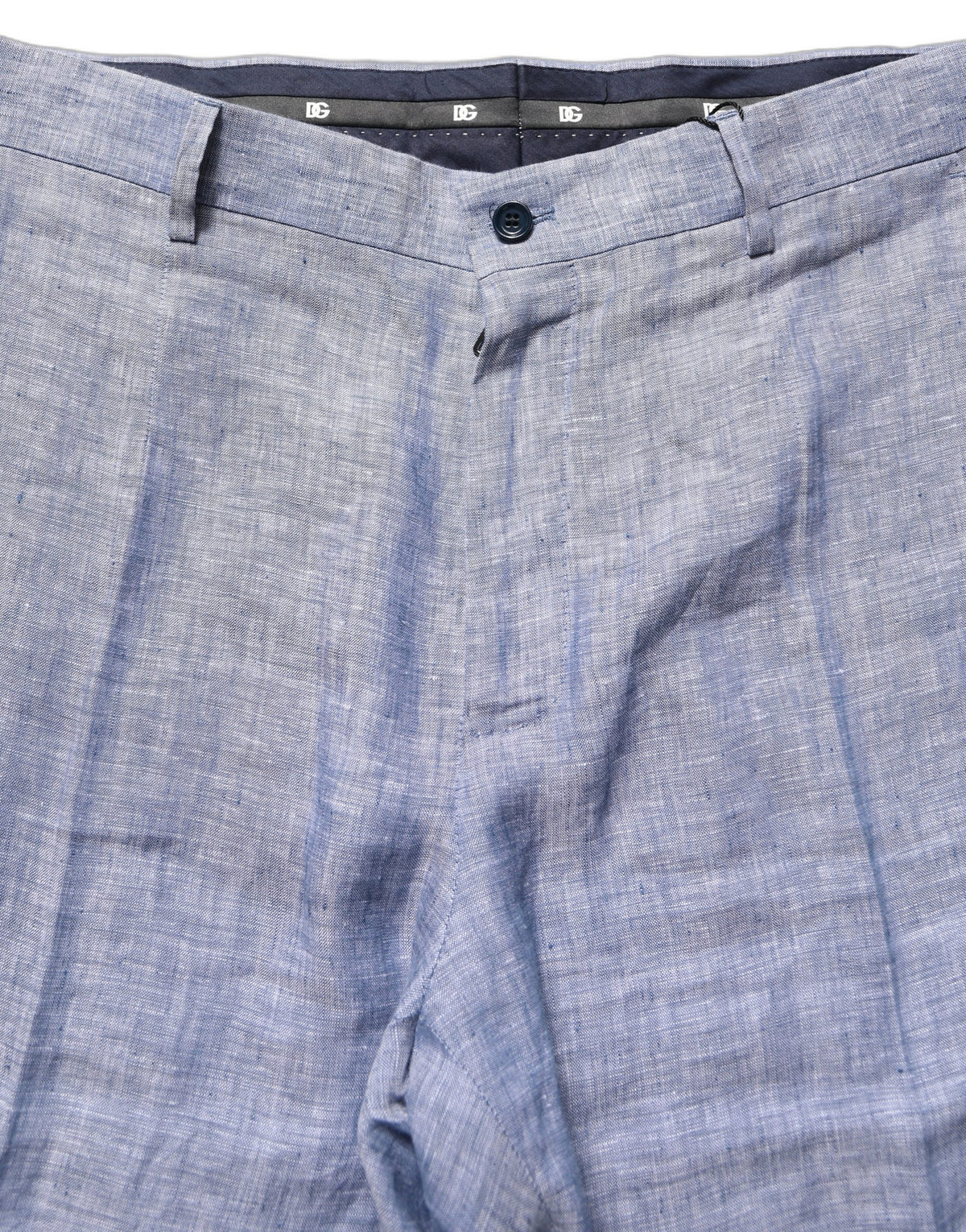 بنطلون قماش بقصة مستقيمة من Dolce & Gabbana Light Blue Linen