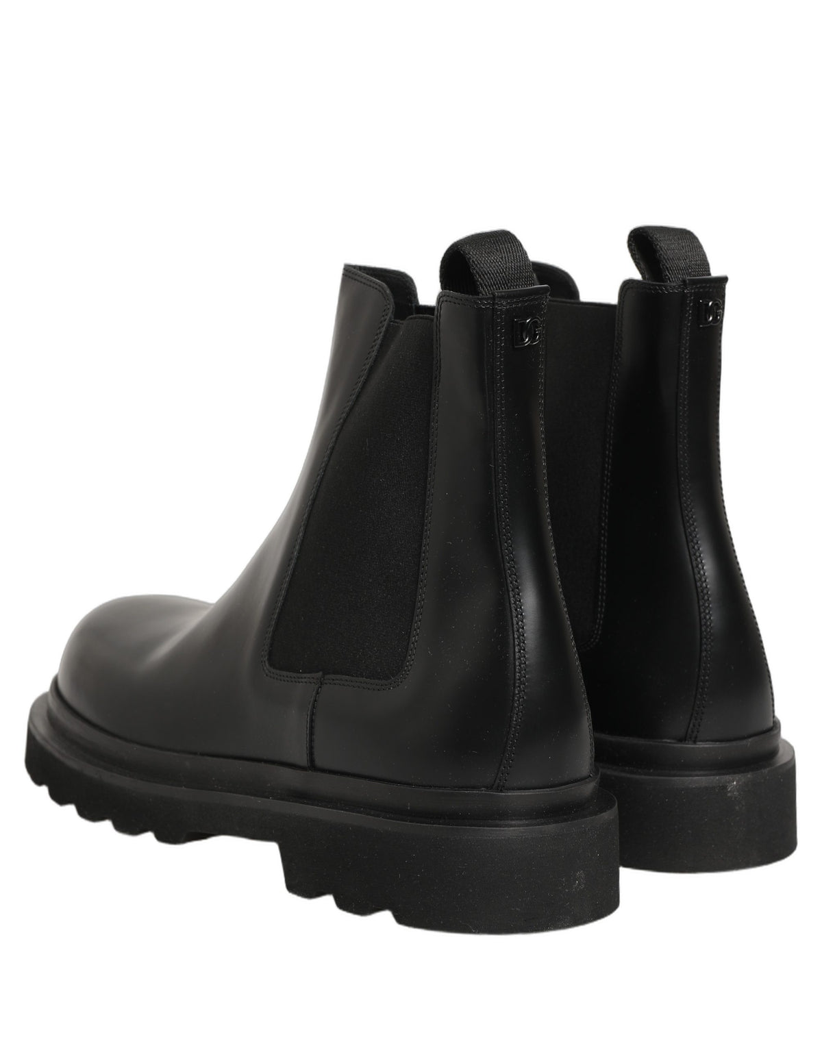 Dolce & Gabbana Black Chelsea Boots Leather Slip On Men Shoes