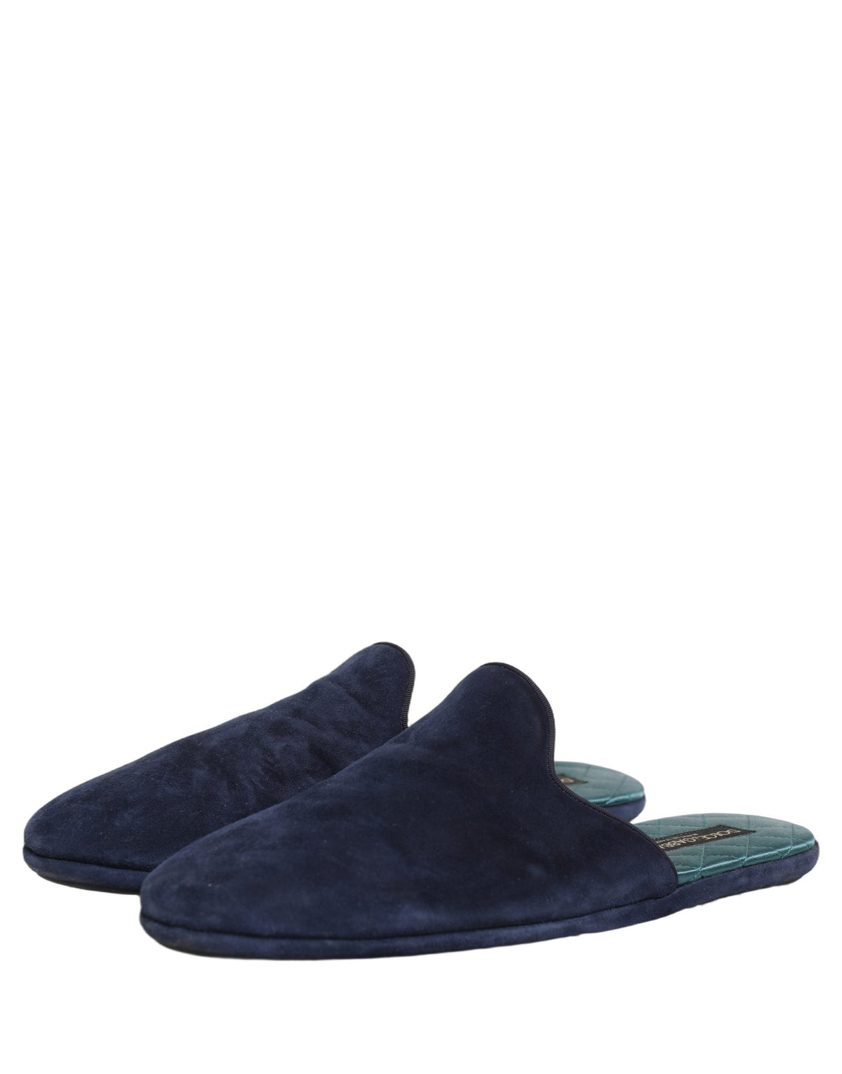 Dolce & Gabbana Blue Suede Slides Flat Slipper Men Shoes