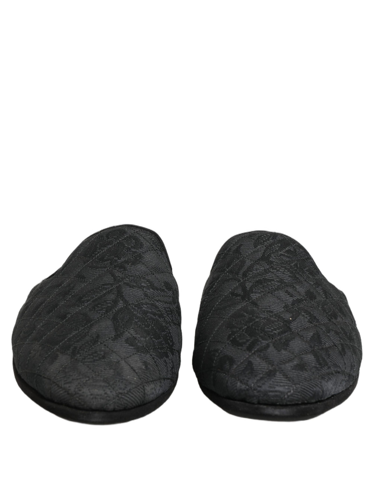 Dolce & Gabbana Black Floral Brocade Slides Slippers Shoes