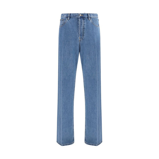 Valentino Garavani Blue Cotton Straight-Leg Jeans