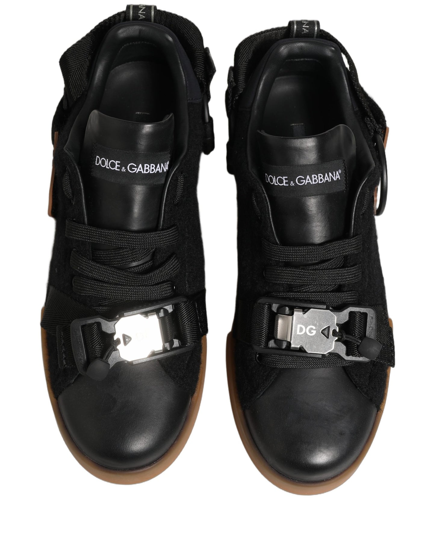 Dolce & Gabbana حذاء سنيكرز رجالي جلدي أسود منخفض