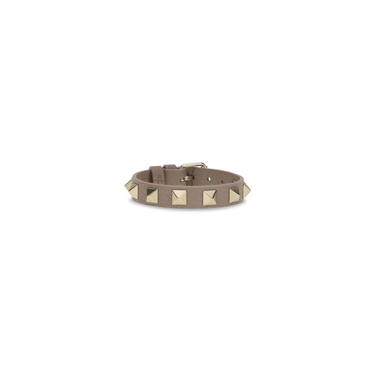 Valentino Garavani Gray Calf Leather Bos Taurus Bracelet