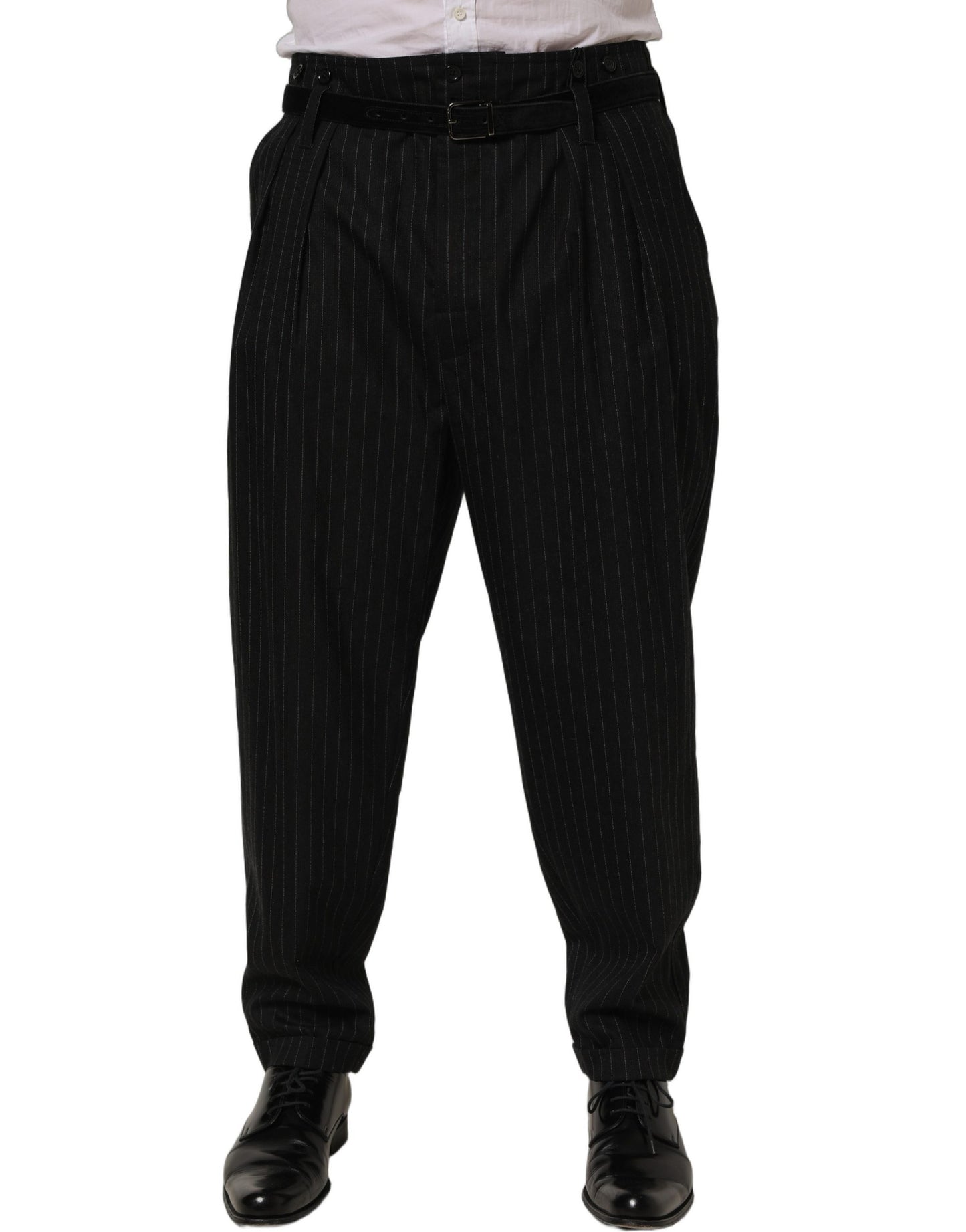 بنطلون رجالي رسمي دولتشي آند غابانا صوف مخطط باللون الأسود
