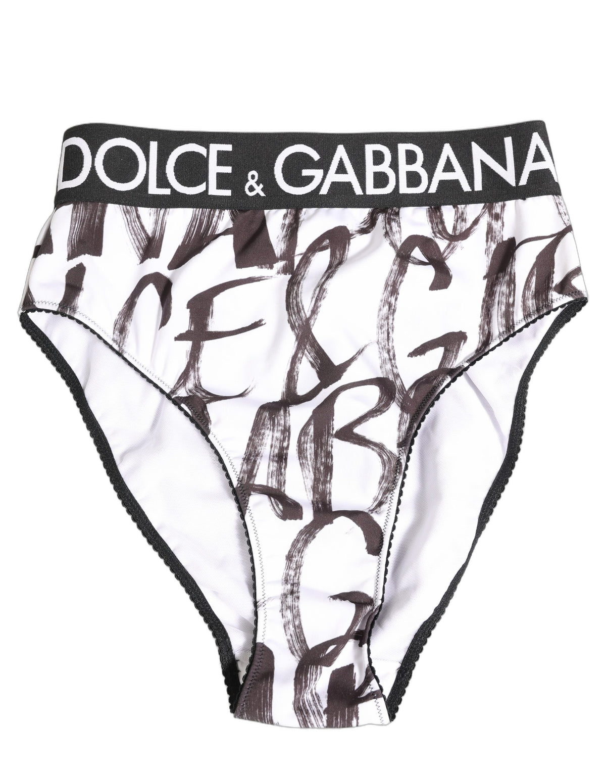 Dolce & Gabbana White Black Graphic Logo High Brief Underwear