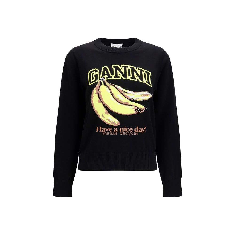 سويت شيرت قطني أسود من Ganni
