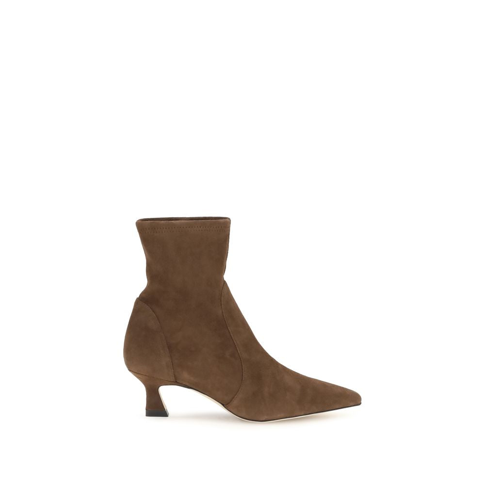 حذاء الكاحل Stuart Weitzman من جلد العجل البني بوس تاروس