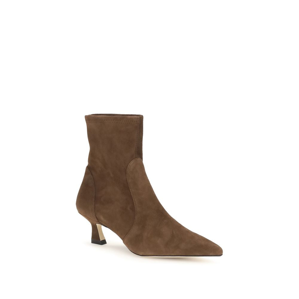 حذاء الكاحل Stuart Weitzman من جلد العجل البني بوس تاروس