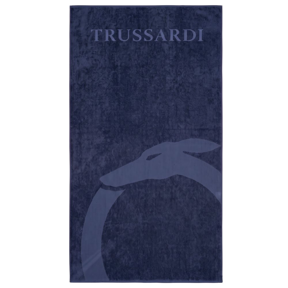منشفة شاطئ رجالية قطن أزرق من Trussardi Beachwear