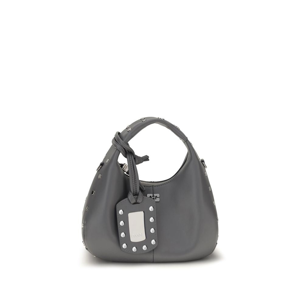 Ganni Gray Recycled Leather Handbag