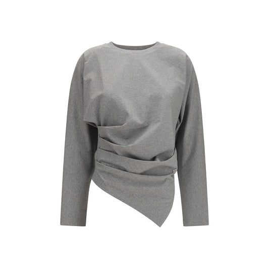 Ganni Gray Cotton Long Sleeve T-Shirt