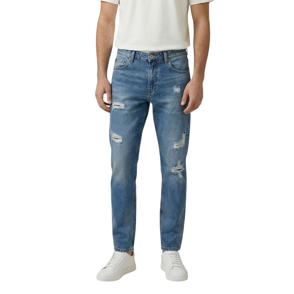 Gianni Lupo Blue Cotton Skinny Jeans