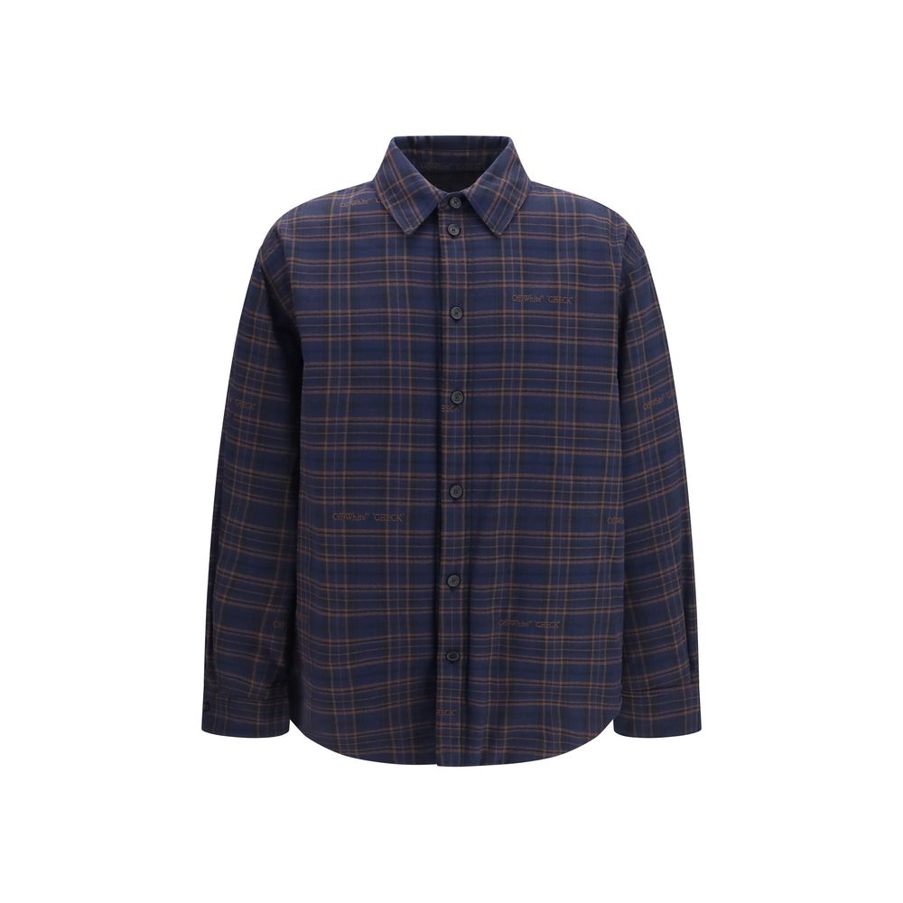 Off-White Blue Cotton Pattern Shirt