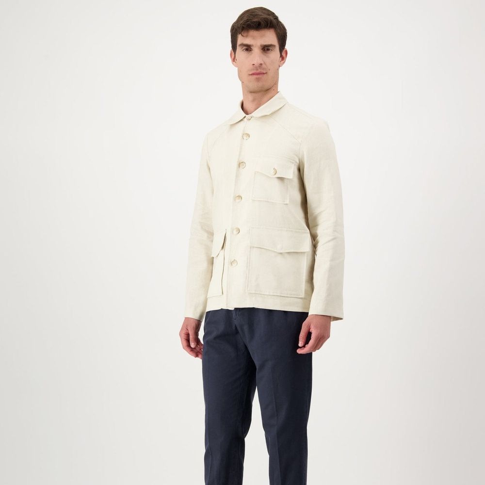 Autore Beige Linen Biker Jacket