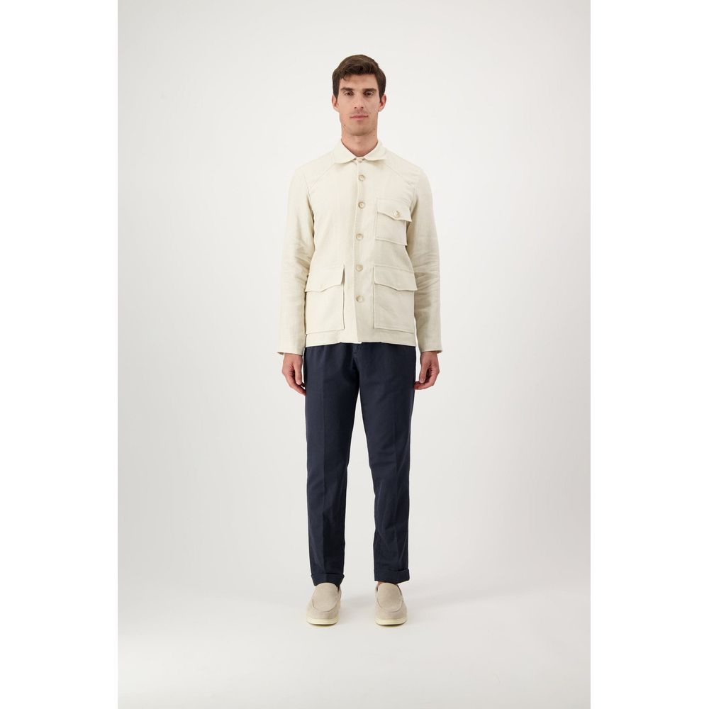 Autore Beige Linen Biker Jacket