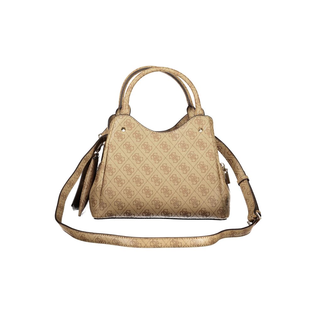 Guess Jeans Beige Polyurethane Women's Bag With Removable Strap And Compartments