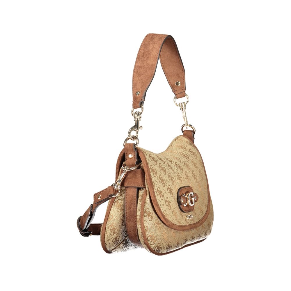 Guess Jeans Beige Polyester Women's Bag with Adjustable Shoulder Strap