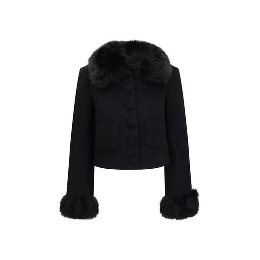 Self-Portrait Black Wool Oves Aries Full-Length Jacket