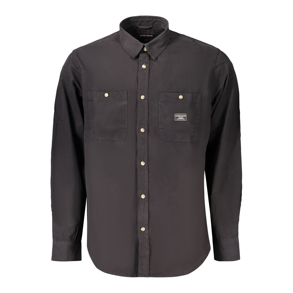 Guess Jeans Black Cotton Dress Shirt