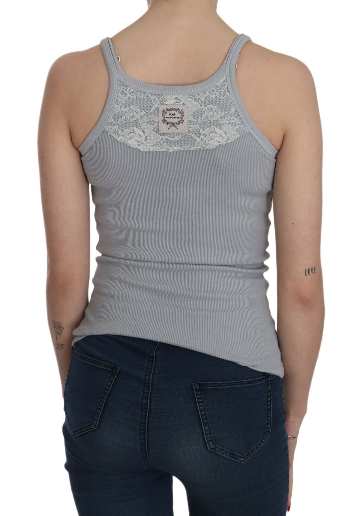 PINK MEMORIES Light Grey Sleeveless Spaghetti Strap Blouse