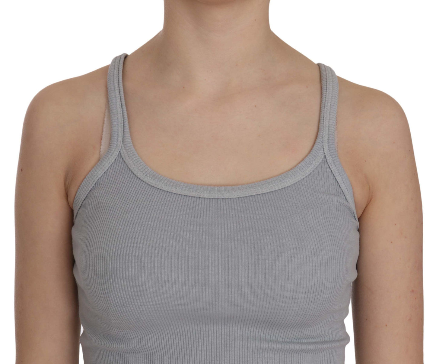 PINK MEMORIES Light Grey Sleeveless Spaghetti Strap Blouse