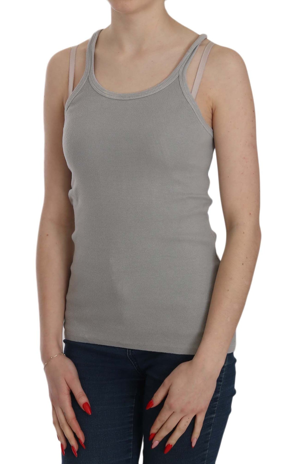 PINK MEMORIES Grey Sleeveless Spaghetti Strap Shirt