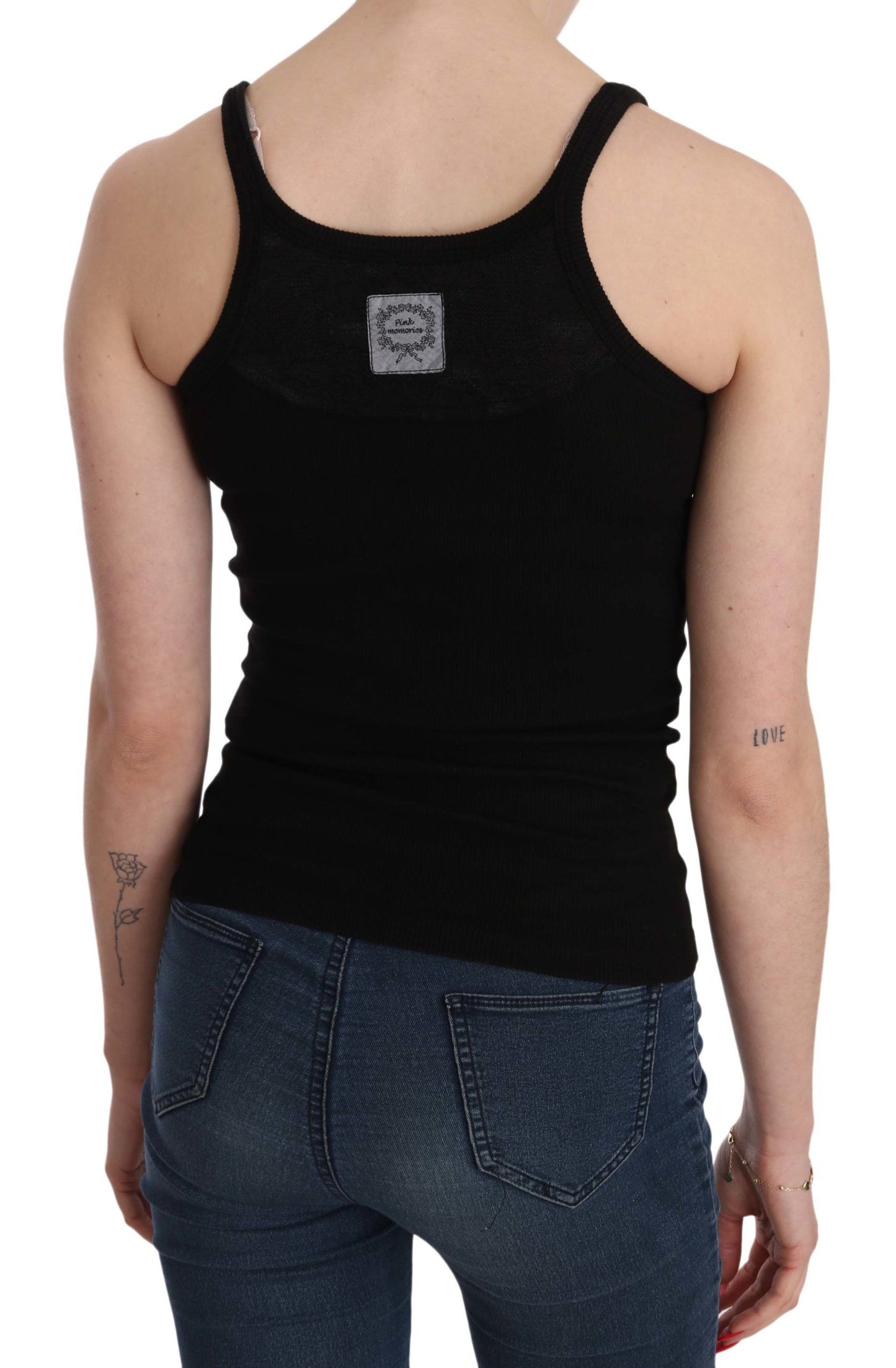 PINK MEMORIES Black Sleeveless Spaghetti Strap Blouse