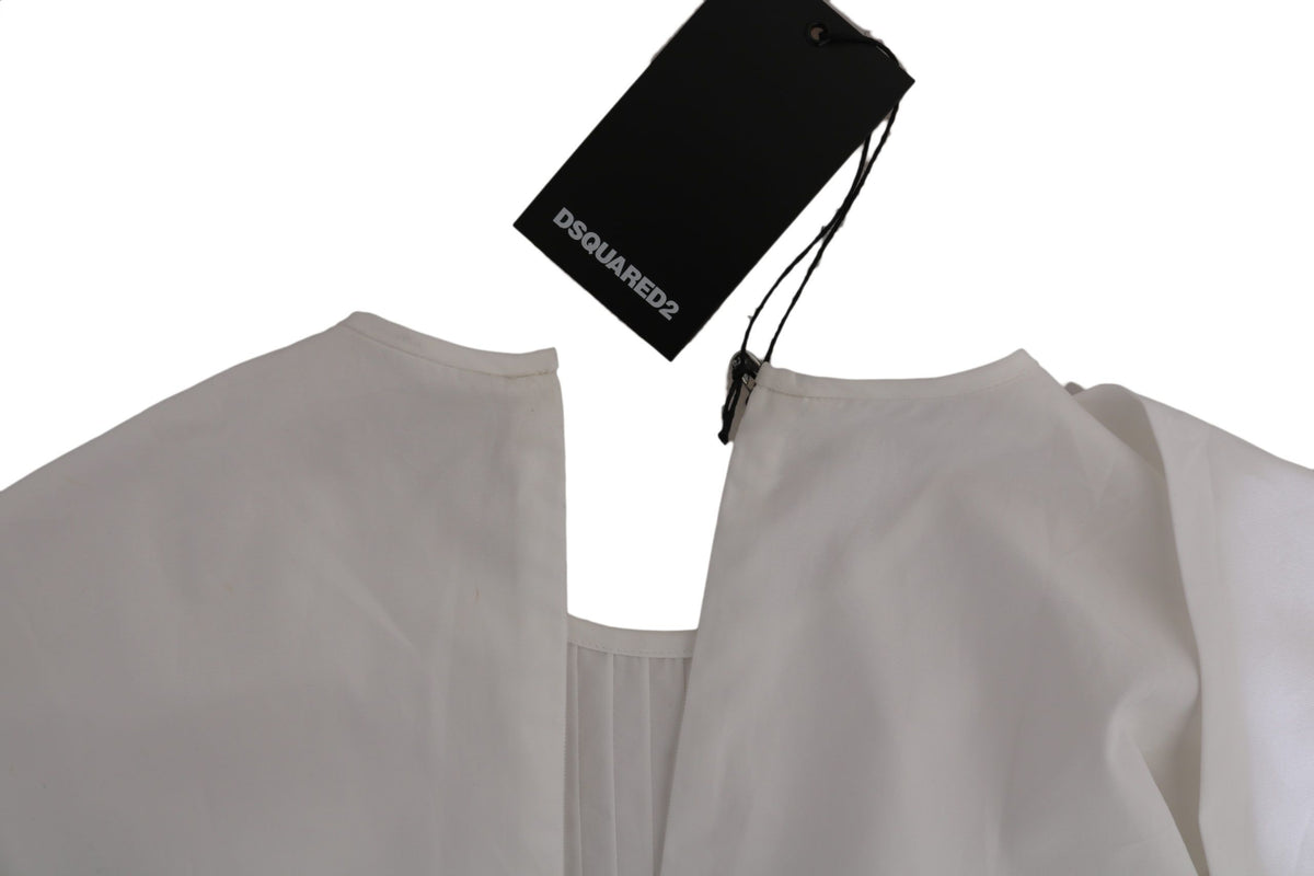 Dsquared² White Crew Neck Long Sleeve Cotton Blouse