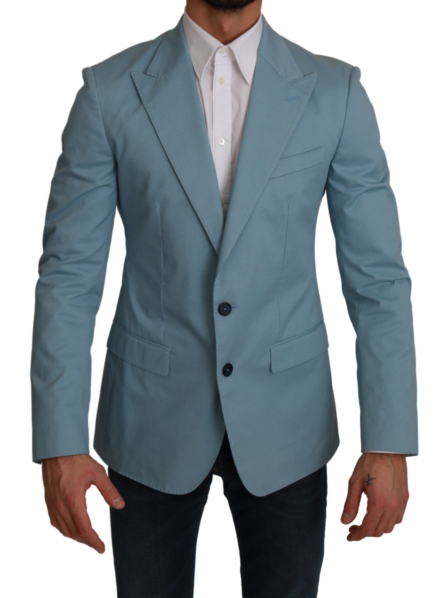 جاكيت بليزر مارتيني بقصة ضيقة باللون الأزرق من دولتشي آند غابانا