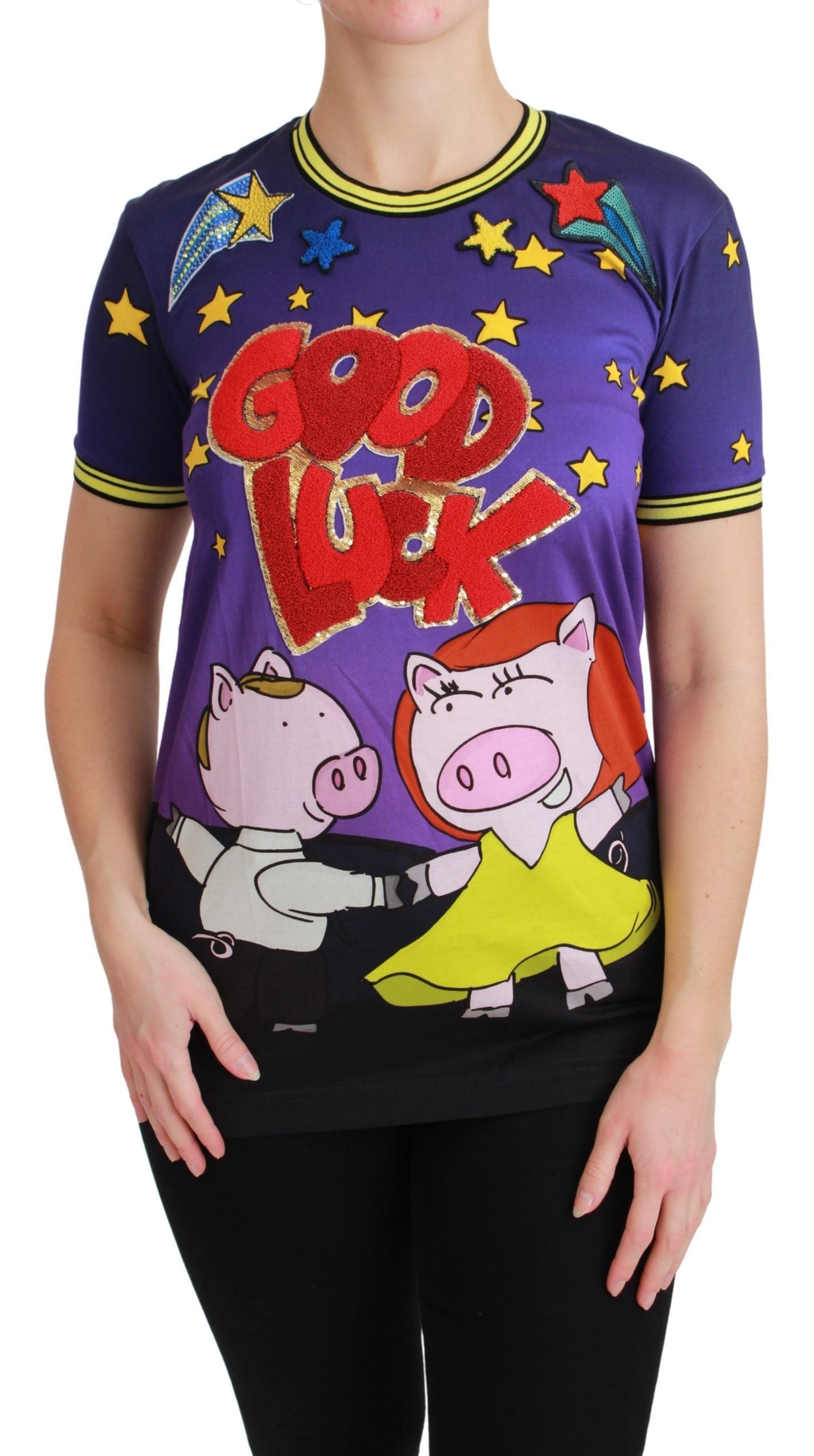 تيشيرت من القطن بنفسجي اللون Dolce & Gabbana YEAR OF THE PIG