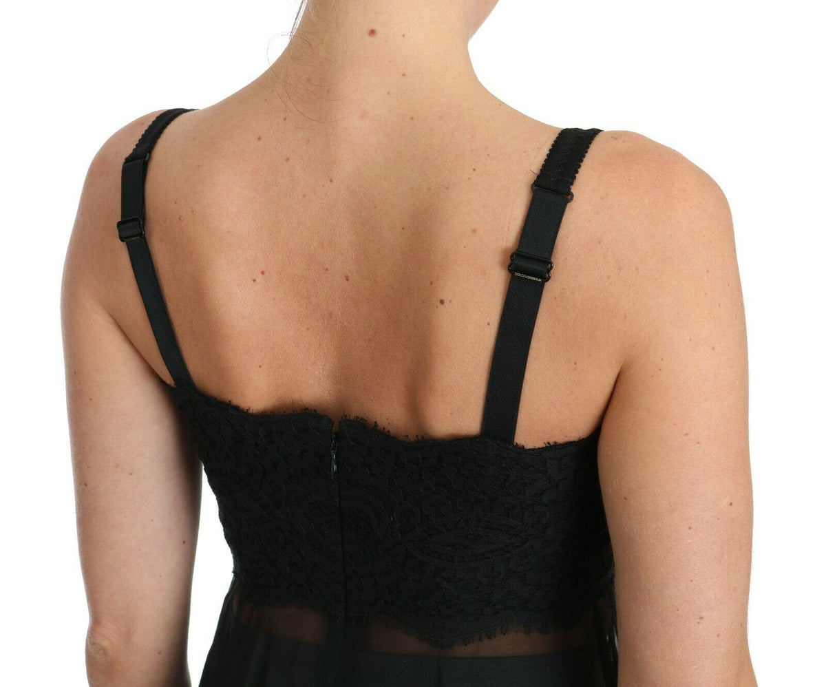 Dolce & Gabbana Black Silk Lace Dress Chemise Lingerie